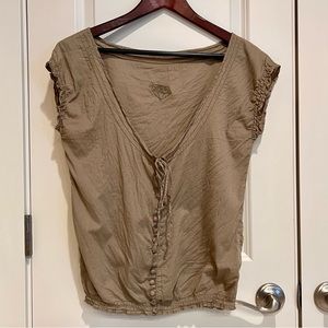 Vintage Diesel cap sleeve cotton peasant blouse dark taupe XS